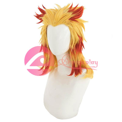Demon Slayer Kimetsu No Yaiba Rengoku Kyoujurou Cosplay Wigs Ponytail Red And Yellow Mp005672