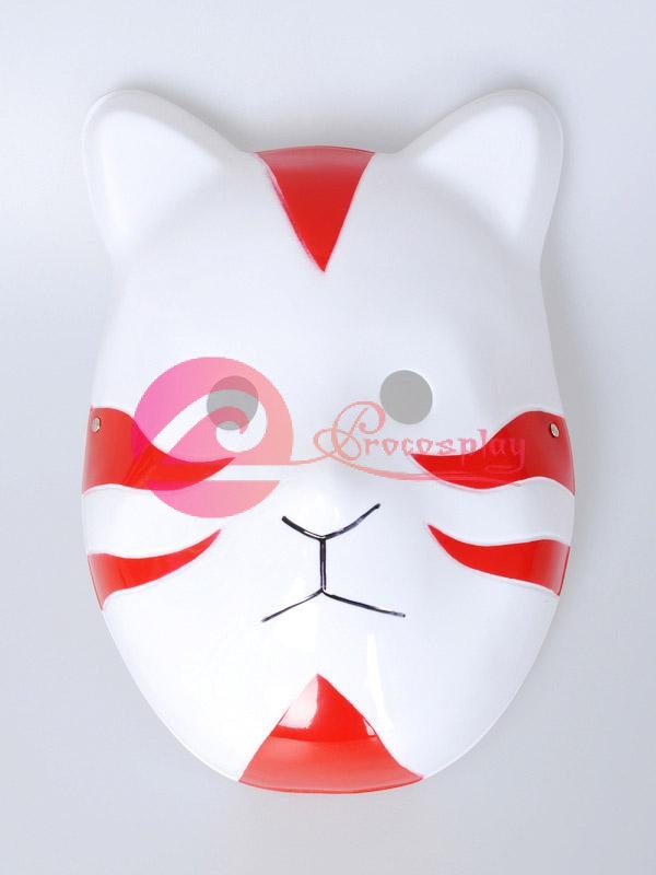 Japanese red and white cat mask