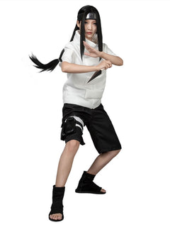 NARUTO 日向ネジ 衣装ウィッグセット ナルト NARUTO 風 日向ネジ コスプレ衣装 ウィッグ 靴 大人子供