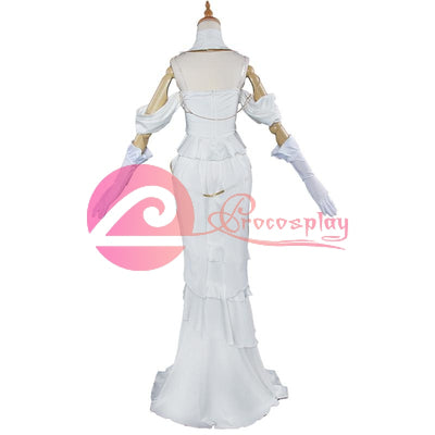 Uwowo Albedo Cosplay Anime Overlord Costume Women White Dress Halloween Christamas