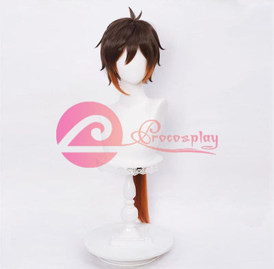 Genshin Impact Zhongli Ponytail Gradient Brown Wigs C00038 Cosplay Wig