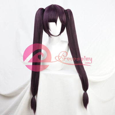 Mona Genshin Impact Purple Long Ponytail Straight Cosplay Wig C00069 Cosplay