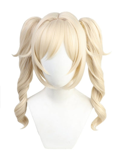 Game Genshin Impact Barbara Cosplay Wig Short Curly Light Golden Hair C00125 Wigs
